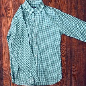 Fish Hippie long sleeved Green Check Button Down